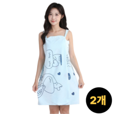 웰니스랩 골프 원피스 목욕 샤워가운, 2개, 블루