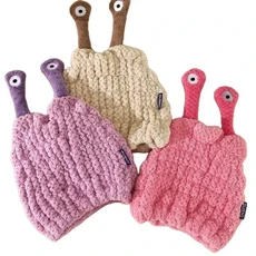 QUENNY 兒童可愛吸水速乾毛巾浴帽, 大眼帽子 咖啡色, 1個