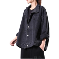 여성용 빅 사이즈 데님 재킷 루즈핏 가을 데일리 캐주얼 코트 Women's jacket