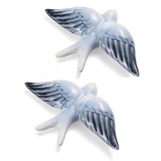 Fiwochic 2 Pcs Hand-Painted Ceramic Swallows Wall Decor Bird Art Mediterranean Lightweight Ornamen, Fiwochic 2 Pcs Hand-Painted Ce