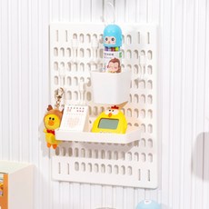 접착식 페그보드 선반세트 P1 화이트 타공판걸이, 단일상품1, 1개