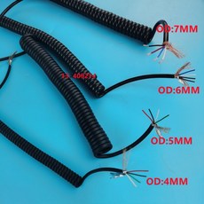 PUR 스프링 와이어 차폐 케이블 4 코어 26 awg 스트레치 1 3 5 7 8 9 미터 안개 표면 나선형 텔레스코픽, 01 4 cores 26 AWG, 10 stretch 1 meter