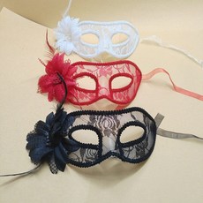 派對萬聖節高檔半臉女古風DIY白色加花神祕公主透明蕾絲面具, 1個, 白色加花