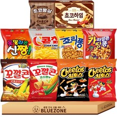 크라운 롯데 과자 스낵세트 쵸코하임 못말리는신짱 콘칲 죠리퐁 카라멜콘땅콩 꼬깔콘 고소한맛 군고구마맛 치토스 매콤달콤한맛 바베큐맛 초코몽실, 1박스, 혼합