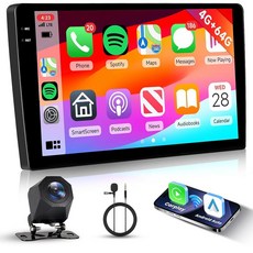 Hodozzy 4G+128G 안드로이드 카 스테레오 무선 카플레이 오토 7인치 인셀 터치 스크린 더블 딘 자동차 GPS 네비게이션 블루투스 DSP Wi-Fi FM RDS, 10 Inch 4G+64G