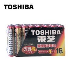 TOSHIBA東芝 碳鋅電池 1.5V, 1個, ４號（ＡＡＡ）－１６入,紅碳鋅