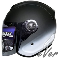 CBR S-90 RX-7 雙色 平黑白 漸層 R帽 雙D安全帽《遠古騎士》, 1個, XS(53~54cm)