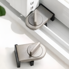 창문 잠금장치 열림방지 고정 스토퍼 샷시 도어락 방범 무타공 설치, 1개, 브라운