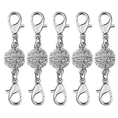 랍스터 걸쇠 커넥터가 있는 마그네틱 걸쇠 보석 제작용 원형 볼 마그네틱 걸쇠 DIY 팔찌 목걸이 5 세트/로, 01 8mm, 01 rhodium