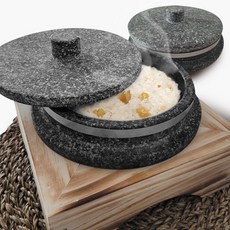 [국내천연 100%] 돌솥 뚝배기 돌솥밥 3인용 누룽지 숭늉 (나무받침세트), 3)18cm(2~3인용) 돌솥 나무받침세트, 1세트, 18cm