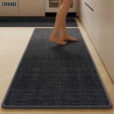 DFMEI 編織紋廚房專用地墊防滑可擦免洗地毯進門門口吸水加厚耐髒腳墊, 1個, 黑色