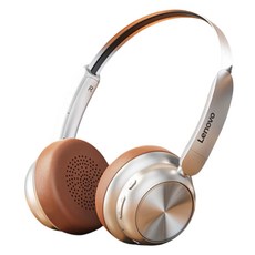 레노버 레트로 무선 블루투스 헤드폰 TH66, 다크브라운