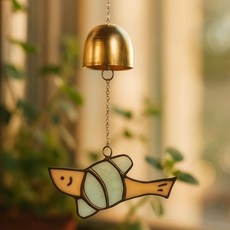 글래스 액막이 도어벨 명태 금종 개업 카페 집들이 행운 부적 선물, 글래스 액막이 ( 반투명 은테 )_도어벨