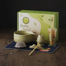 말차 거품기 세트 - 가 있는 일본 그릇 대나무 스쿱 및 홀더 차 애호가를 위한 7피스 예식 키트 선물 준비 (그린) Teapeak 11st_amz 167892 861972, 초록색