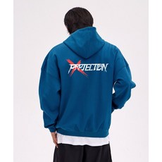 [아스트랄프로젝션] 프로젝션 엑스 오버핏 와이드 숄더 후드 집업_틸블루