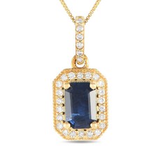 LB 익스클루시브 중고 14K 옐로 골드 다이아몬드 사파이어 펜던트 네크리스