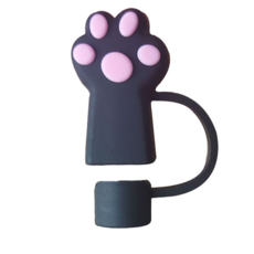 可愛貓掌造型矽膠吸管杯替換頭，柔軟安全方便清洗，寶寶飲水好幫手, 1個, 貓爪黑色