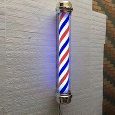 바버샵 사인볼 간판 이발소 LED 조명 흰색 파란색 둥근머리 50cm 빨간색