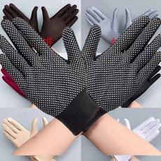 防曬手套 薄款 彈力 氨綸 男女皆宜 工作 耐油, 1個, 五指點色*黑色 一雙 .