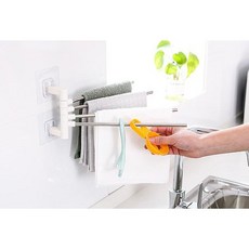 Marketpo 壁貼式四桿旋轉抹布架, 銀色, 2個