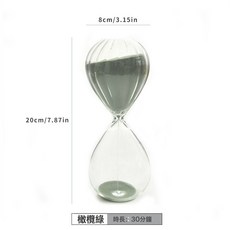 北歐家居彩色玻璃沙漏計時器創意禮品家居擺件30分鐘沙漏, sl2048 30分鐘半條紋沙漏(橄欖綠):sl2048 30分鐘半條紋沙漏(橄欖綠)