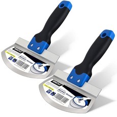 2팩 Fishark 16.5cm(6.5인치) 곡선형 버킷 스쿱 건식 벽체 및 석고용 스테인리스 스틸 도구 녹 방지 윤곽 블레이드 부드러운 그립 핸들 페인트 모르타르, 2팩 Fishark 16.5cm(6.5인치) 곡선형 버