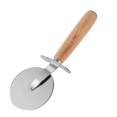 핸드 가드가 있는 슈퍼 샤프 스테인리스 스틸 피자 슬라이서 나무 미끄럼 방지 손잡이 디자인 간편한 식기세척기 청소 애호가용 (커터 휠), Cutter Wheel