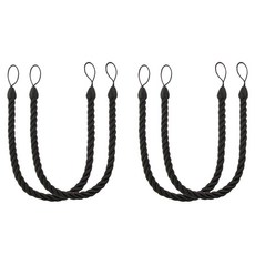 핸드웨븐 코튼 로프 커튼 타이백 4종 팩 보호스 스타일의 홈 데코레이션, 블랙