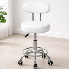 메르하임 푹신한 높이조절 등받이 바퀴의자, 1개, 화이트