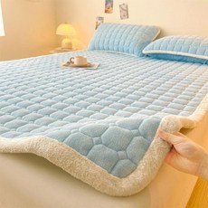 밀크 벨벳 매트리스 플리스 소재 침대 시트 커버 가을용 보호대, 2. sky blue / A. 150x200cm, 1개