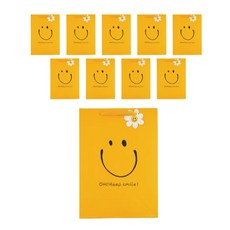 스마일 종이 선물 어린이집 답례품 쇼핑백(데이지 행택 포함), 10개, 데이지행택 포함