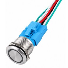 킹콩 LED 원형 스위치 12v 24v 방수 알루미늄 메탈 푸쉬온 푸쉬 온오프 버튼, 2개, 실버+푸쉬