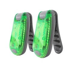 [웨어스] LED 야간안전등 (2개입) 자전거후미등 경광등 강아지led 다용도led라이트 클립형, 녹색-녹색, 2개
