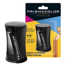 프리즈마 2홀 연필깎이 휴대용 필기구 색연필 깍이 심 굵기 조절, 색상:[색상]본상품