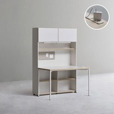 데스커 1200폭 5단 책상세트 (콘센트형 조명+도어형) DSCJ125ALSN, 화이트