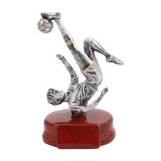 HAIMINGJUN 축구 트로피 남자 조각상 스포츠 대회 챔피언십 게임용 축구 테마 트로피 받침대가 있는 수지 남성 조각상 홈, 15.5cm x 10cm x 23cm, 다색