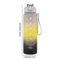 750ML 대용량 물병 플라스틱 동기부여 투명 음료병 누수 방지 휴대용 스포츠 물컵 학생 성인용, Grey