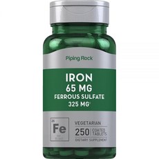 Piping Rock 황산철 철 65mg | 250정 | 철분 보충제 | 고효능 포뮬러 | 채식주의자 GMO 프리 글루텐 프리, 1개