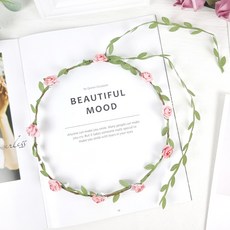 셀프 웨딩 촬영용 조화 화관 꽃머리띠, 화관 C타입 - 라이트핑크