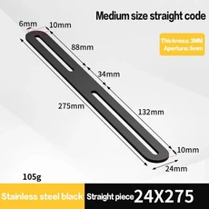 1Pcs 두꺼운 스테인레스 스틸 스트레이트 앵글 브래킷 180도 플랫 고정 커넥터 블랙/실버 가구 홀더, 13 A6