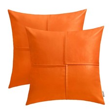 BRAWARM 인조 가죽 장식용 쿠션 커버 30.5 x 50.8cm12 20인치 그레이 요추 베개 2팩 카우치 소파 침대 거실 가정 정원용 핸드 스티치 장식 184413, 주황색