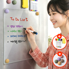 리븐웰 깔끔투명 붙이는 냉장고 아크릴 메모 보드, 무지