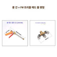 고압 압축 분무 노즐 스프레이건 살포 살포기 약대 부채꼴, 롱 건 + F 삼중 헤드 전면 부채꼴, 1개