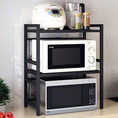 2컬러 전자레인지 선반 다이 밥솥 각종 주방 용품 거치대 너비 조절 다용도 정리 1단/2단, 2단 화이트-DM515