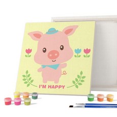 아트박스/아이러브페인팅 DIY캔버스형 그림그리기 20x20cm 12간지_돼지, 1개