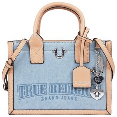 211637 True Religion 토트백 여성용 봄베 로고 여행용 지갑 핸드백 데님