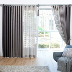 [지나송]루비온 아일렛 암막커튼(440x230)+고주파커튼(봉 끈 후사고리)