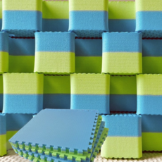 本富地墊 童話療癒色 雙色兩用3cm厚巧拼 晴空藍x嫩芽綠 高規瑞寶墊 SGS檢驗合格 寶寶地墊 居家地墊 無毒 遊戲巧拼, 3cm厚 雙色雙面款【晴空藍+嫩芽綠】,100x100cm【1片】