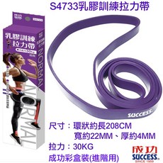 AOLIKES 健身阻力帶 馬卡龍色系 彈力帶, 1個, 成功牌S4733紫色彩盒裝(30KG)