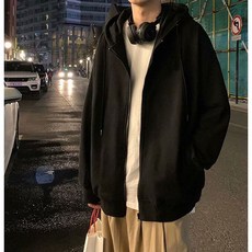 JS 남여공용 오버핏 기본 후드집업